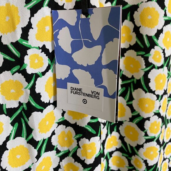 NWT Diane Von Furstenberg x Target Floral Mini Dress Women's 24 Yellow Tank - Picture 8 of 9